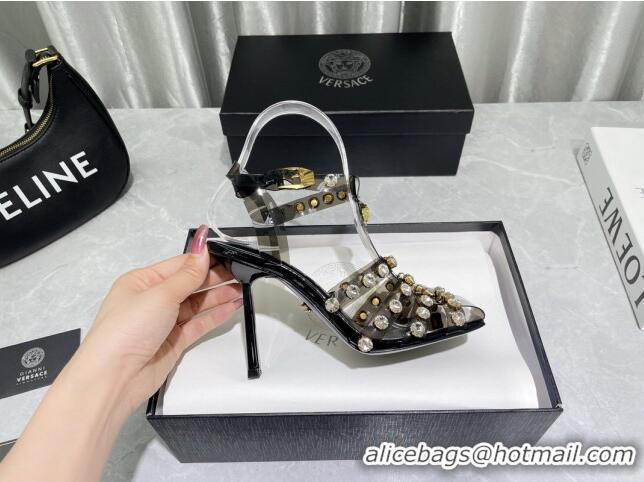 Purchase Versace Crystal PVC High Heel Sandals 9.5cm Black 2022 050708