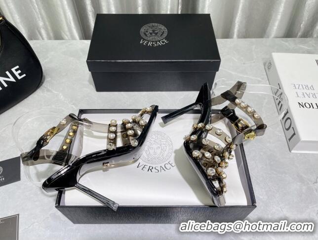 Purchase Versace Crystal PVC High Heel Sandals 9.5cm Black 2022 050708