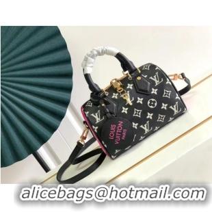 Top Quality Louis Vuitton SPEEDY BANDOULIERE 20 M46088 Black & White & Pink