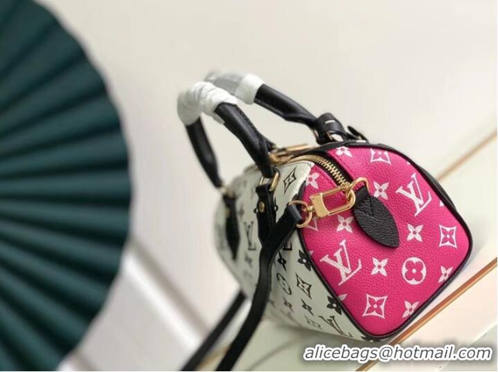 Top Quality Louis Vuitton SPEEDY BANDOULIERE 20 M46088 Black & White & Pink