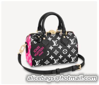 Top Quality Louis Vuitton SPEEDY BANDOULIERE 20 M46088 Black & White & Pink