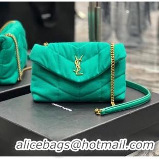 Famous Brand SAINT LAURENT PUFFER TOY BAG IN CANVAS AND SMOOTH LEATHER 620333 green