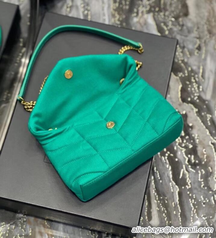 Famous Brand SAINT LAURENT PUFFER TOY BAG IN CANVAS AND SMOOTH LEATHER 620333 green