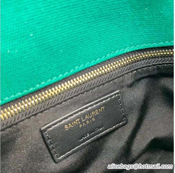 Famous Brand SAINT LAURENT PUFFER TOY BAG IN CANVAS AND SMOOTH LEATHER 620333 green