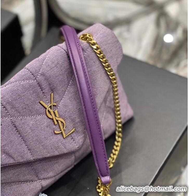 Good Product SAINT LAURENT PUFFER TOY BAG IN CANVAS AND SMOOTH LEATHER 620333 BLEACHED LILAC