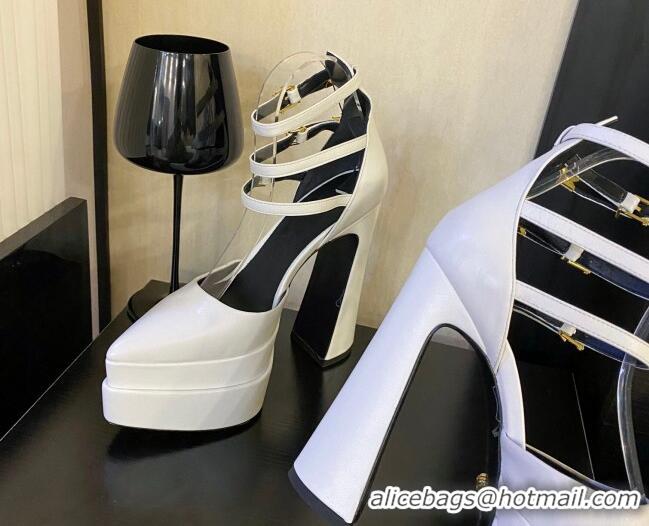 Luxury Cheap Versace Lambskin High Heel Platform Pumps 15.5cm White 052567