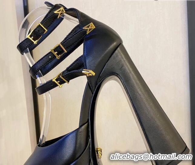 Grade Quality Versace Lambskin High Heel Platform Pumps 15.5cm Black 052569