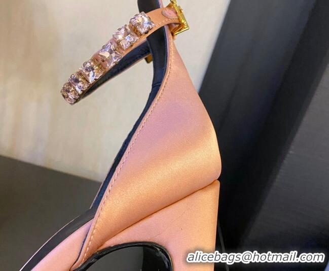 Best Price Versace Silk High Heel Platform Pumps 15.5cm Peachy Pink 052573