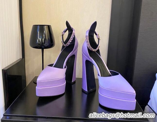 Classic Hot Versace Silk High Heel Platform Pumps 15.5cm Purple 052576