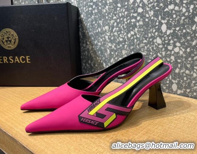 Sophisticated Versace Lambskin Slingback Pumps 7cm Fuchsia Pink 052577