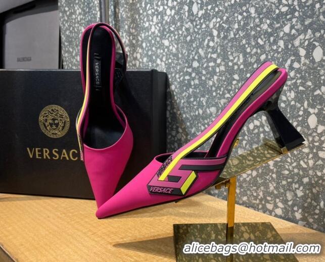 Sophisticated Versace Lambskin Slingback Pumps 7cm Fuchsia Pink 052577