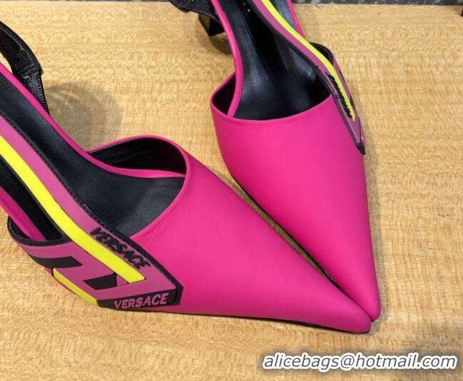 Sophisticated Versace Lambskin Slingback Pumps 7cm Fuchsia Pink 052577