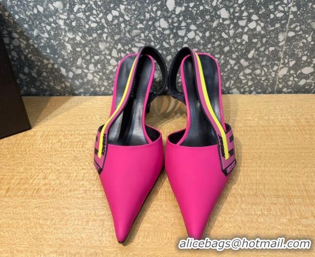 Sophisticated Versace Lambskin Slingback Pumps 7cm Fuchsia Pink 052577