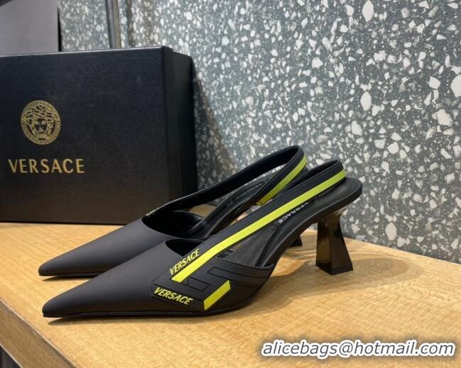 Duplicate Versace Lambskin Slingback Pumps 7cm Black 052578