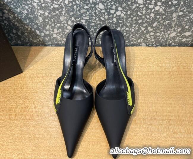 Duplicate Versace Lambskin Slingback Pumps 7cm Black 052578