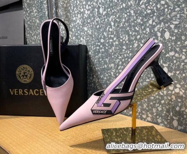 Good Quality Versace Lambskin Slingback Pumps 7cm Light Pink 052579