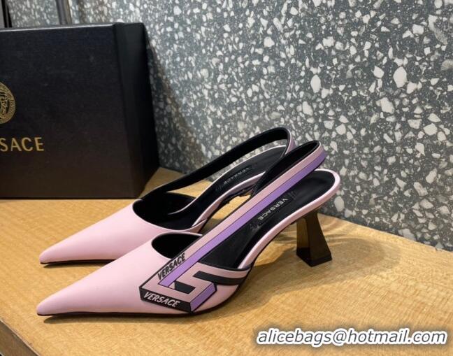 Good Quality Versace Lambskin Slingback Pumps 7cm Light Pink 052579