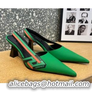 Best Grade Versace Lambskin Slingback Pumps 7cm Green 052580