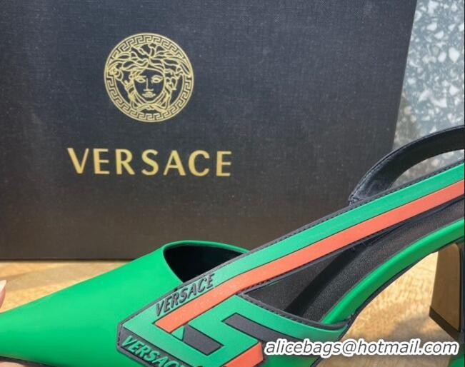 Best Grade Versace Lambskin Slingback Pumps 7cm Green 052580