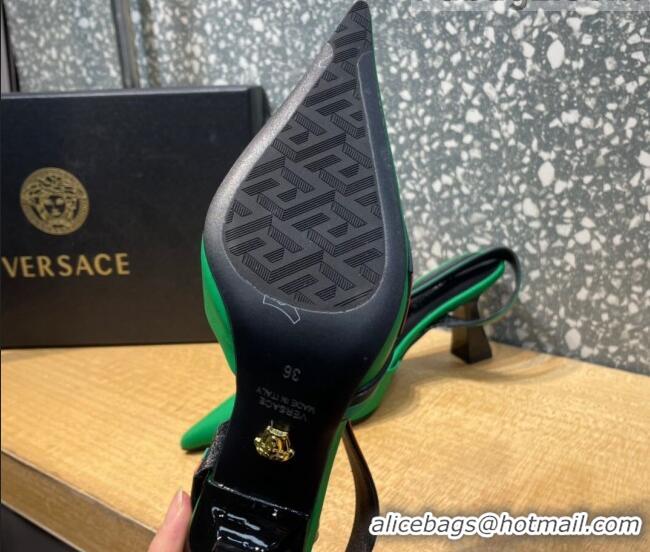 Best Grade Versace Lambskin Slingback Pumps 7cm Green 052580