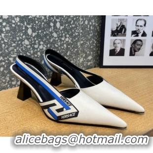 Top Design Versace Lambskin Slingback Pumps 7cm White 052581