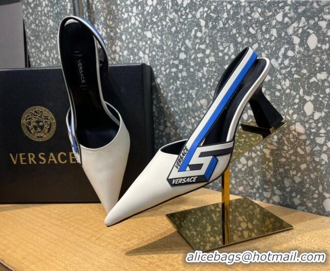 Top Design Versace Lambskin Slingback Pumps 7cm White 052581