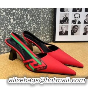 Sumptuous Versace Lambskin Slingback Pumps 7cm Red 052582