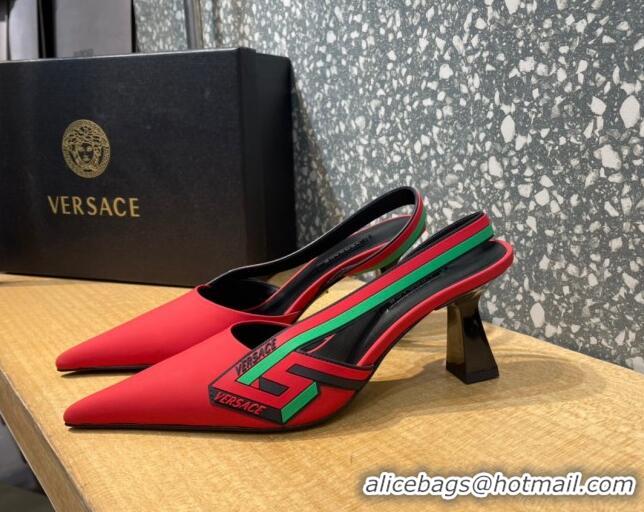 Sumptuous Versace Lambskin Slingback Pumps 7cm Red 052582