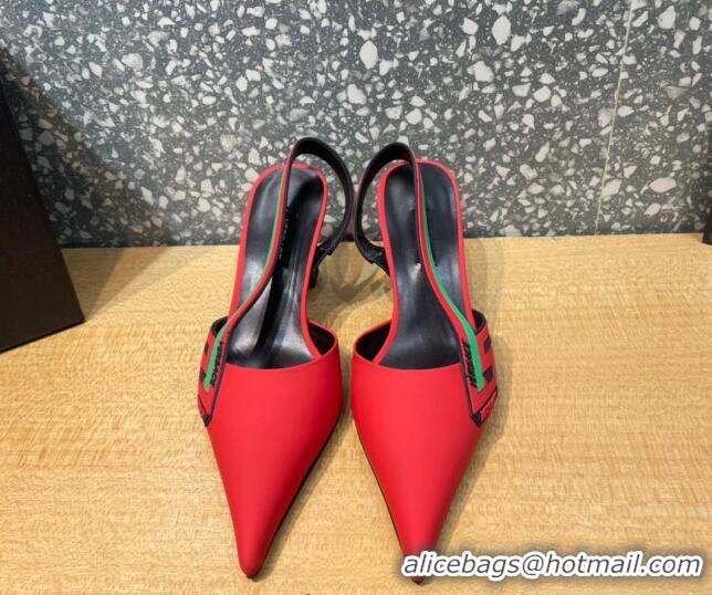 Sumptuous Versace Lambskin Slingback Pumps 7cm Red 052582