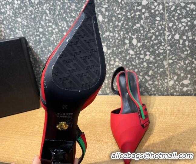 Sumptuous Versace Lambskin Slingback Pumps 7cm Red 052582