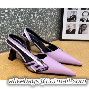 Top Grade Versace Lambskin Slingback Pumps 7cm Purple 052583