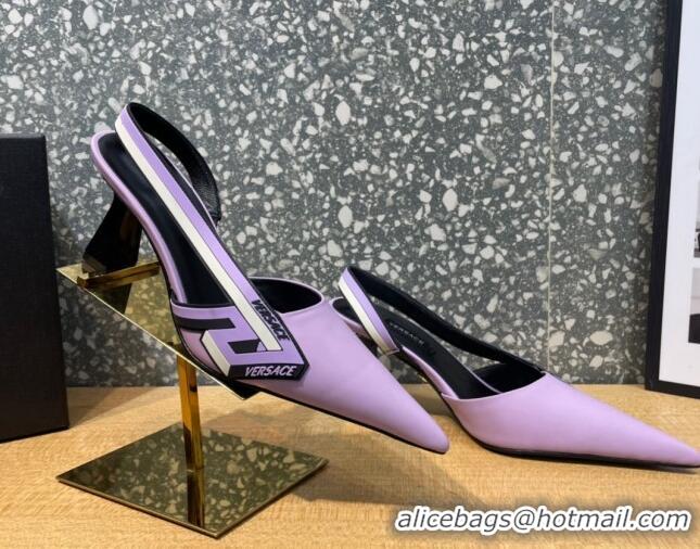 Top Grade Versace Lambskin Slingback Pumps 7cm Purple 052583