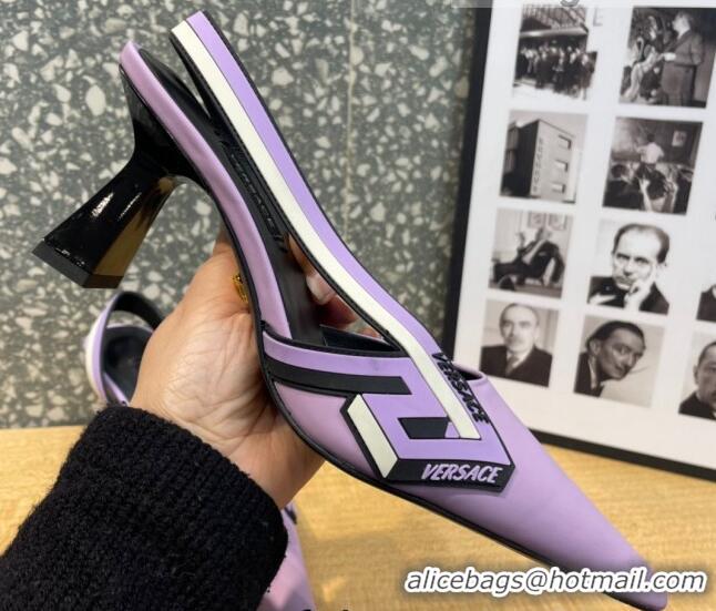 Top Grade Versace Lambskin Slingback Pumps 7cm Purple 052583