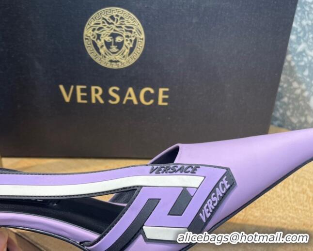 Top Grade Versace Lambskin Slingback Pumps 7cm Purple 052583