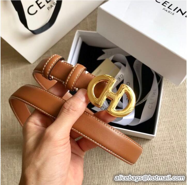 Good Product Celine Belt 25MM CEB00017 Brown Gold