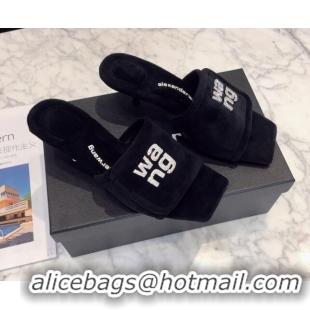 Duplicate Alexander Wang Mink Fur Slide Sandals 5cm Black 111940