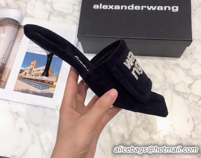 Duplicate Alexander Wang Mink Fur Slide Sandals 5cm Black 111940