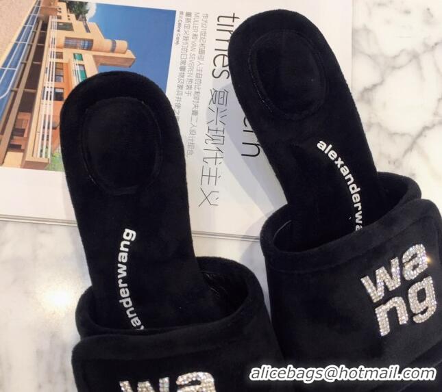 Duplicate Alexander Wang Mink Fur Slide Sandals 5cm Black 111940