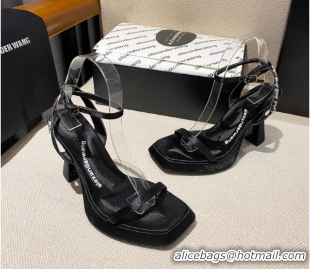 Stylish Alexander Wang Silk Heel Sandals 10cm Black 121302