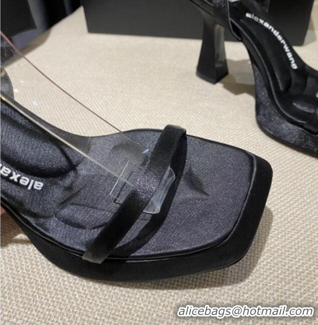 Stylish Alexander Wang Silk Heel Sandals 10cm Black 121302