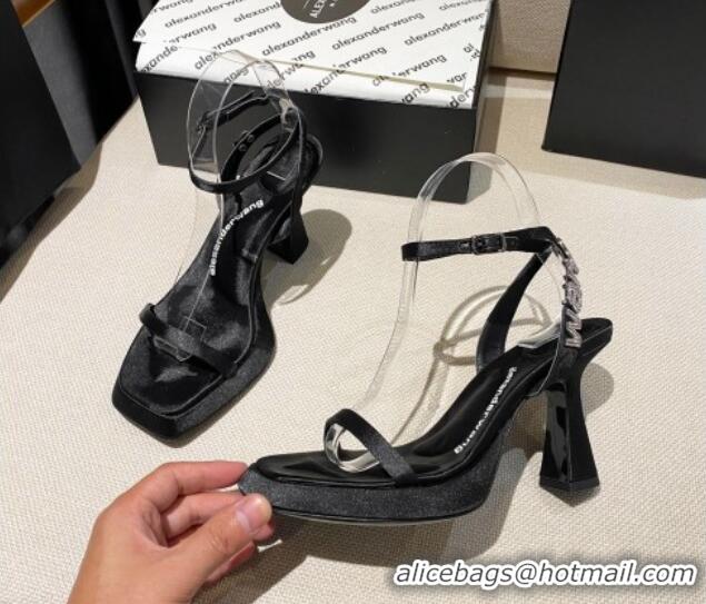 Stylish Alexander Wang Silk Heel Sandals 10cm Black 121302