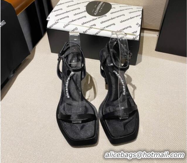 Stylish Alexander Wang Silk Heel Sandals 10cm Black 121302