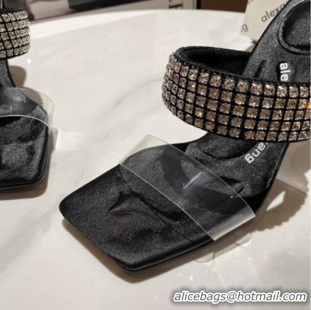 Best Price Alexander Wang Silk and Crystal Mules Sandals 10cm Black 121303