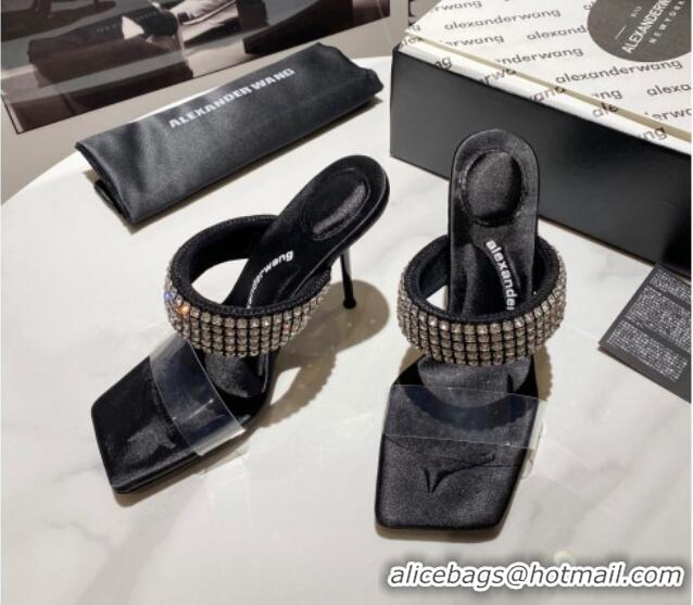 Best Price Alexander Wang Silk and Crystal Mules Sandals 10cm Black 121303