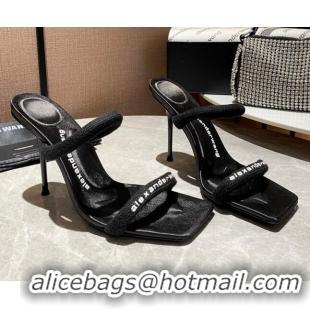 Good Quality Alexander Wang Cotton Mules Sandals 10cm Black/White 121306