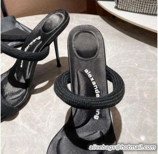 Good Quality Alexander Wang Cotton Mules Sandals 10cm Black/White 121306