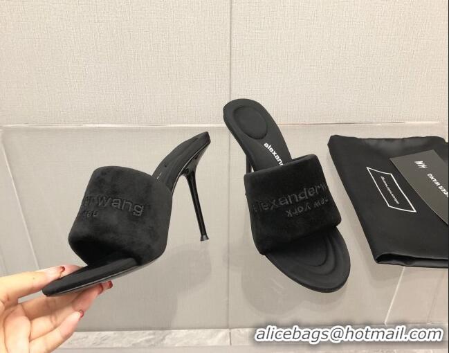 Pretty Style Alexander Wang High Heel Slide Sandals 10.5cm Black 0216100