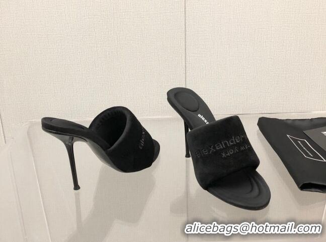 Pretty Style Alexander Wang High Heel Slide Sandals 10.5cm Black 0216100