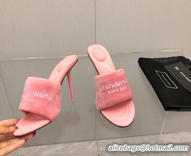 Stylish Alexander Wang High Heel Slide Sandals 10.5cm Pink 0216101