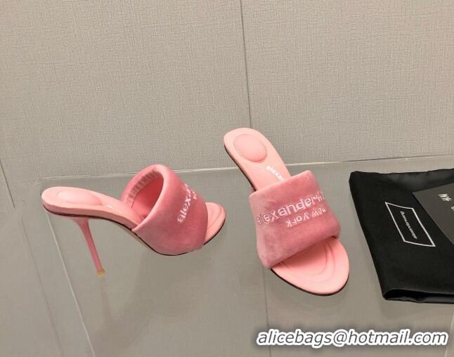 Stylish Alexander Wang High Heel Slide Sandals 10.5cm Pink 0216101